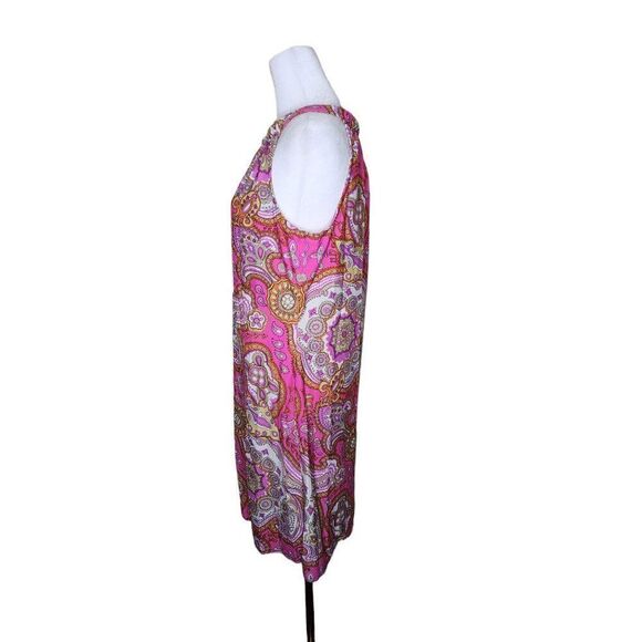 Jude Connally Sleeveless Halter Neck Paisley Shift Dress Womens M Pink - Picture 4 of 6